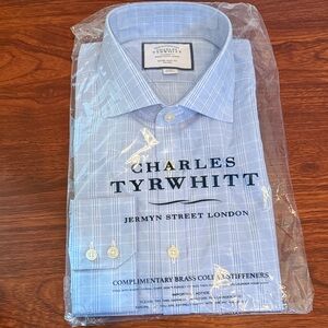 Charles Tyrwhitt Light Blue Plaid Dress Shirt Slim Fit